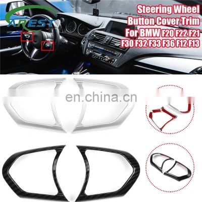 Steering Wheel Sticker Decoration Frame Trim For BMW F20 F22 F21 F30 F32 F33 F36 F12 F13 Carbon fiber / Silver