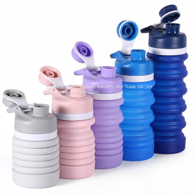 Portable foldable silicone water bottle micro filter