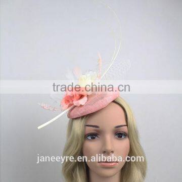 Wholesale Wedding Headpiece Sinamay Hat Fascinator Base Hat With Feather and Veil photo-5