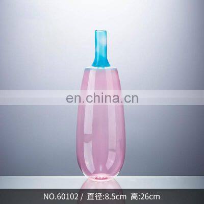 Modern Fashionable Handmade Wedding Tall Cylinder Color Clear Glass Flower Vase photo-3