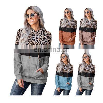 High Quality OEM ODM, Fashionable Leopard Printing Long Sleeve Tie Dye Women Crew Neck Sweatshirt Hoodie/