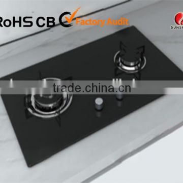 2 Burner Tempered Glass Gas Burner