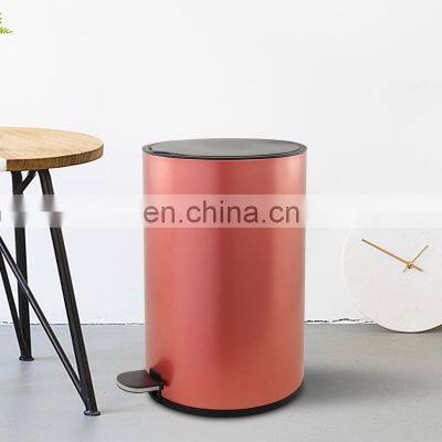 8L 12L Thin Lid Pedal Bin Bathroom Decorative Foot Pedal Bin Without Handle Indoor Soft Close Metal Waste Bin photo-5