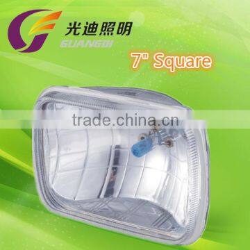 Super white clear glass 7'square auto semi sealed beam headlamp 6002 with gold supplier in alibaba