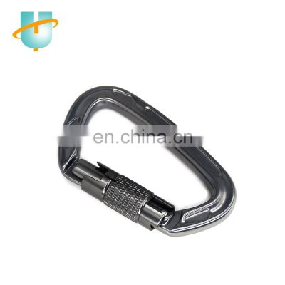 wholesale custom gold black 24kn D ring locking karabin rotating climbing carabiner hook