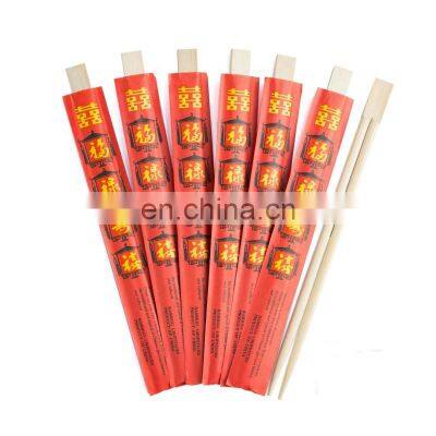 Natural Bamboo Disposable Red Chopsticks with Customized Semi Paper Sleeve