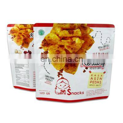 custom printed aluminum foil food chips stand up pouch reusable snack packaging bags with ziplock