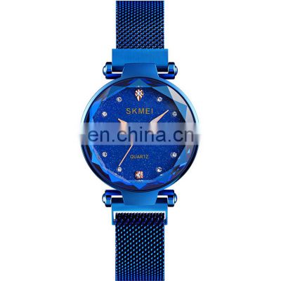 Skmei Q022 luxury diamond dial women wristwatch top quality 30meter waterproof mesh strap ladies watch