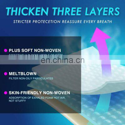 Wholesale 3Ply Non-Woven Ear Loop With Nose Clip Blue 50Pack Disposable White Face Mask