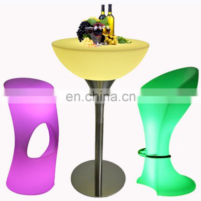 portable wireless rechargeable outdoor led light bar cocktail tables and chairs modern night club furniture led light bar table