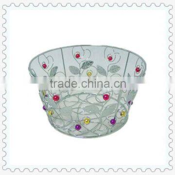 round handmade decorative metal wire basket