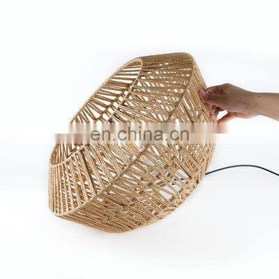 Round Paper Rope Lamp Shade Lantern Woven Rattan Bamboo Pendant Light Handmade Bamboo Lampshade photo-4