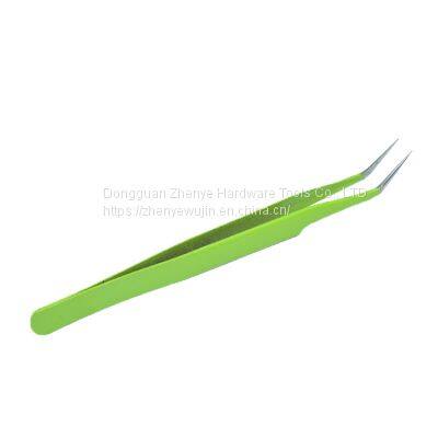 Children's Stainless Steel Small Tweezers Special Clip for Ledger Sticker Pointed Pinch Elbow Straight Niezi Pointed Hand Diy Material Grass GreenStraight Head photo-3
