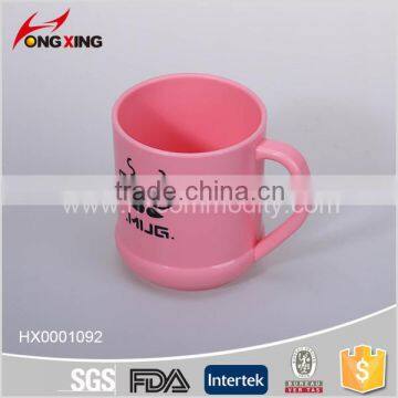 Plastic funny printed red coffee cups with handle