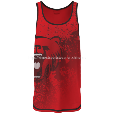 2023 full sublimated custom basketball jersey with red colors