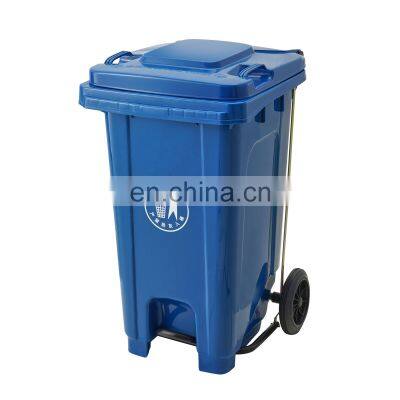 Recycle 100 liter hdpe wheeled plastic waste dustbin garbage bin waste with pedal