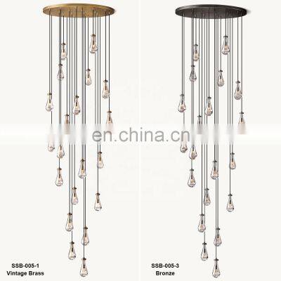 Modern Industrial Rain Drop Pendant Light Chandelier With Unique Glass Shade For Kitchen Island Living Room Bedroom Dining Room