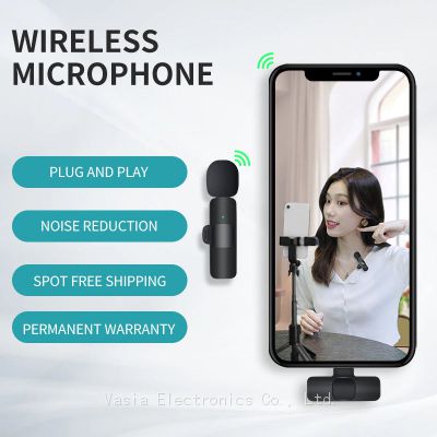 Noise Reduction Clip on Lapel Mic Lavalier Wireless Microphone For Podcast Recording Video TikTok Live Stream Vlogger