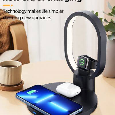 15W multifunctional LED desk lamp mobile phone watch headphone wireless charger safety overload protection wireless fast charger