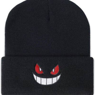 Embroidered Skull Beanie for Men Women Knit Winter Hats Keep Warm Soft Stretchy Cuffed Cap for Cold Weather