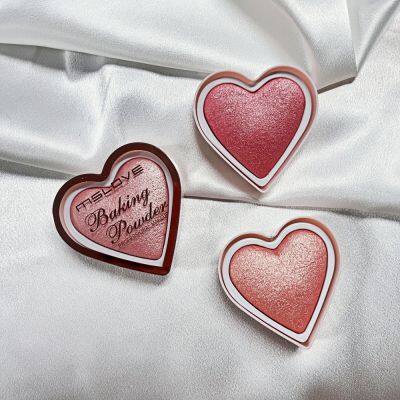 Hot Sale Red Cheeks With Glossy Powder OEM Love Heart Face Blusher Palette With High Lighter High Quality photo-3