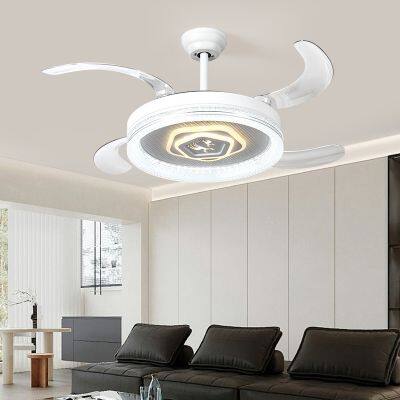 42′′ Chandelier Modern Pendant Lights Golden Silver Retractable Invisible LED Ceiling Fan Light With LED Light and Remote Control photo-4