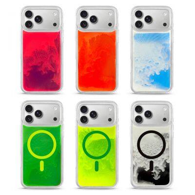 Quicksand Glitter Flowing Neon 3D Shockproof Glow in the Dark Luxury Mobile Phone Case for 17 16 15