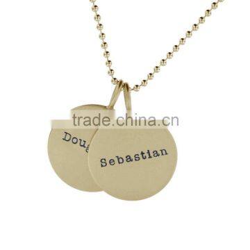 Stainless Steel 14k Gold Plated Name Double Pendant Necklace