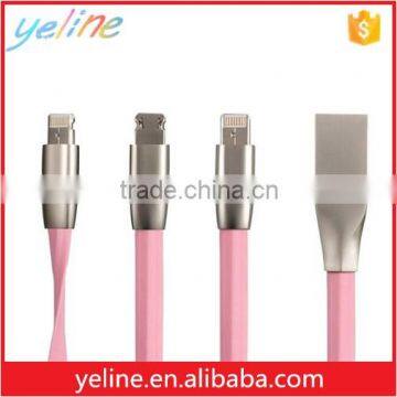 Silicon skin double micro usb splitter cable, for iphone usb data cable
