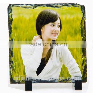 Wholesale sublimation printing rock photo frame with footstand/Sublimation Rock Slate Photo