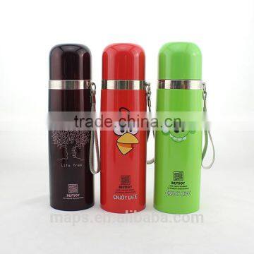 500ml stainless steel vacuum flask with strap bullet shape