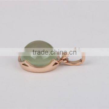 Wholesale 9k Rose Gold Pendant Natural Prehnite Handmade Green Stone Jewellery photo-3
