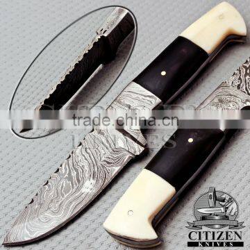 CITIZEN KNIVES, BEAUTIFUL CUSTOM HAND MADE DAMASCUS STEEL HUNTING KNIFE