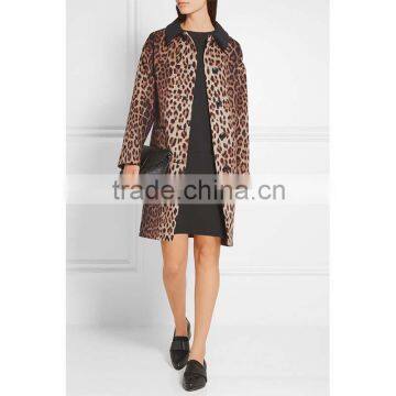2016 Latest Women Winter Leopard Print Wool Blend Coat HSC9513 photo-4