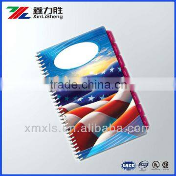 Metal/Plastic Sprial Custom printed Notebook ,Booklet with Tabs printing and design ,Customzied Printed Magazine with Tabs