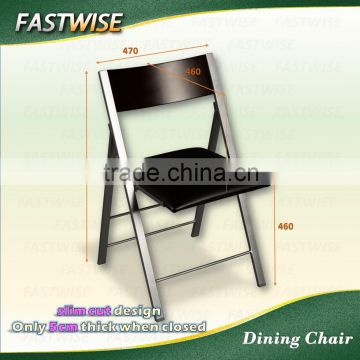 black PVC slim cut space saving design dining chair for dining room