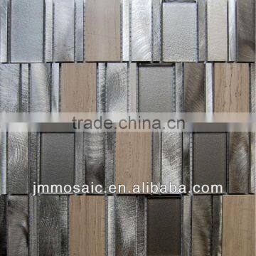 Aluminum Mosaic, Marble / Stone Mosaic mix Glass Mosaic-Gray Color