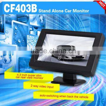 car 4.3 inch super tft lcd color tv monitor with 2 channel input