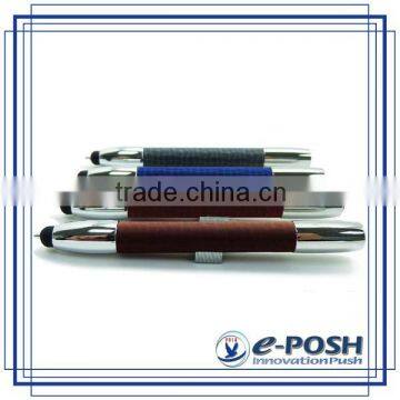 Leather Imprint Mini Touch Screen Logo Stamp Refill Stylus Metal Ballpoint Pen photo-3