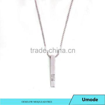 Simple Necklace Designs Silver Long Bar Pendant Necklace 2016