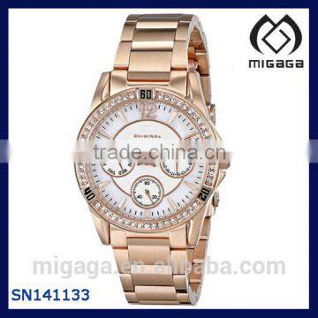 day date and 60 minute counter sub dials women's multifunctional watch