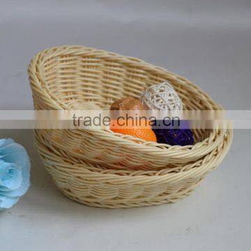 Rectangular supermarket display polypropylene cane basket for bread