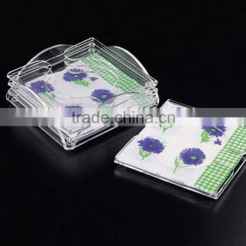 custom-made clear acrylic car cup holder coasters with napkins