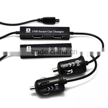 Factory price car charger with 4 ports USB and Micro USB