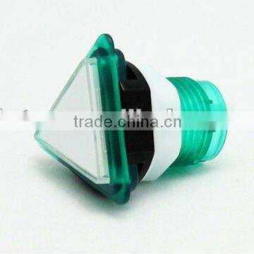 Large game accessories triangle green plastic push button switch electric pushbutton switch with light