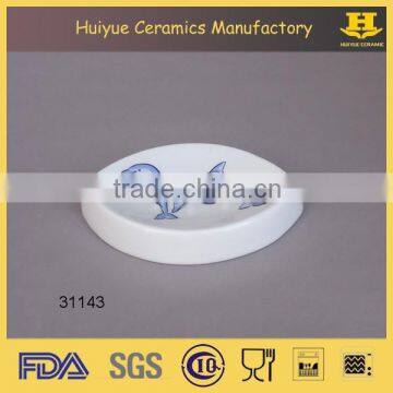 Ceramic Bathroom Cups, Dolphin Pattern Gargle Cup, Decal Bathroom Set photo-5