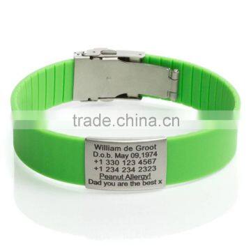 custom id logo silicone id wrist bracelet id engraved