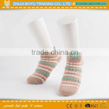 BY-161405 Lady's jacquard striped socks; Anti slip sweat socks wholesale