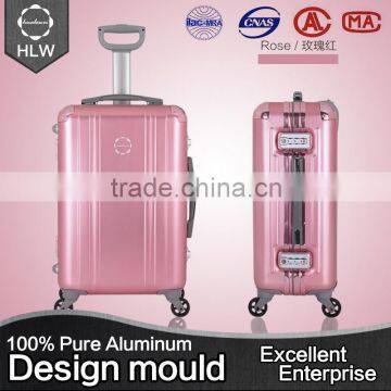 HLW aluminum metal suitcase small colorful children luggage