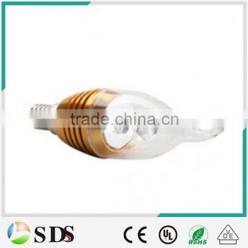 LED Candle bulb Golden 300LM high power Cool White e14 3w led candle light bulb